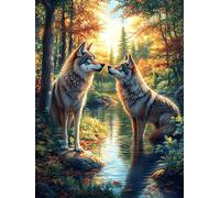 Hermanos Lobo Puzzles 500 Piezas Juguete Educativo 3D Interactivo Animal fantástico de Animales Salvajes Rompecabezas Familiar para Toda La Familia Entretenimiento Creativo Decorativo 500 PCS