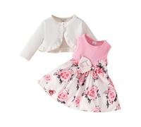 Hermanos Pareja Europa y los Estados Unidos Bebé Niña y Invierno Manga Larga Abrigo + Vestido Conjunto 0 3 Niñas Abrigo Felpa Chaleco Falda Diadema Recién Nacido Niña, Blanco, 6-9 meses