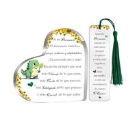 Hermanos Regalos para Hombres y Niños Cumpleaños Signos de Corazón Juego de Marcadores de Libros 2PC Placas Inspiradoras Graduación Recuerdo de Navidad Lindo Dinosaurio para Él del Hermana (Hermano A)