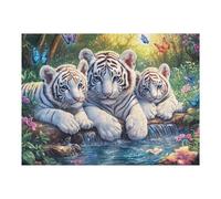 Hermanos Tigres Blancos Puzzles 500 Piezas Maquetas 3D Educativas Frost Pines Rock Rompecabezas para Familia Construir DIY Moderno Aliviar Estrés Decoración 500 PCS