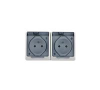 Hermes GNT 0322-01 5901130483891 - Enchufe de aire (2 vías, Z/U, 16A, IP44, con aleta ahumada, esmaltado electro-plast, color blanco