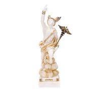 Hermes Mercurio Dios Zeus Hijo Romano Estatua Alabastro Tono Dorado 9.8 Pulgadas
