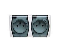 Hermes2 Enchufe hermético doble con/u 16A IP44 con tapa completa blanco ahumado 1022-01 elektro-plast nasielsk 5907569151066