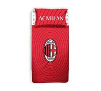 hermet A.C. Milan, Juego de sábanas de 1 Plaza, 100% algodón, Rojo y Negro