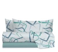 hermet Alessia Ottanio - Juego de sábanas para Cama de Matrimonio, 100% algodón, diseño Estampado, sábana encimera + sábana Bajera + 2 Fundas de Almohada