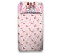 hermet Barbie - Juego Completo de sábanas para Dormitorio Individual, Color Rosa, sábana Bajera Ajustable, Funda de Almohada de 50 x 80 cm, 100% algodón, Producto Oficial