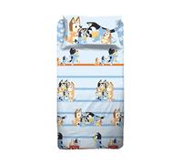 hermet Bluey - Juego de sábanas para Dormitorio Individual de una Plaza, sábana encimera, sábana Bajera con Esquinas y Funda de Almohada, 100% algodón, Producto Oficial