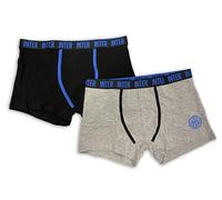 hermet Calzoncillos Tipo bóxer para Hombre del Inter - Paquete de 2 Unidades, Negro y Gris, Calzoncillos para Adulto, algodón elástico, Producto Oficial, Negro/Azul Claro, L