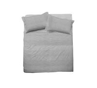 hermet Cristal - Juego de sábanas para Cama de Matrimonio de algodón, 100% algodón, Juego de Cama de 2 plazas, sábana encimera, sábana Bajera, par de Fundas de Almohada, Color Gris