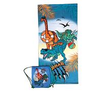 hermet Dinosaurio | Toalla de Playa con Mochila Bolsa | 70x140 | Fastdry
