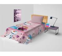 hermet Frozen - Colcha para Cama Individual Disney, Colcha primaveral no Acolchada, Colcha Individual para niña, 170 x 270 cm, 100% algodón, Disney