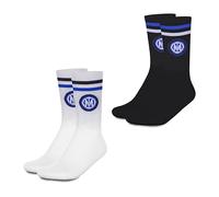 hermet Inter - Juego de calcetines deportivos, paquete de 2, 2 pares de calcetines, unisex - Adulto, producto oficial, blanco/negro, 31-34