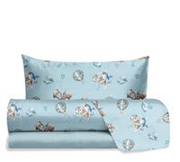 Hermet Jolly - Juego de sábanas para Cama Individual Teddy Bear Azul, 100% algodón, sábana encimera + sábana Bajera + Funda de Almohada, Juego de Cama de Oso Dormitorio