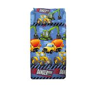 hermet Juego de sábanas Individual para Dormitorio, una Plaza, Juego de Cama, sábana encimera, sábana Bajera con Esquinas, Funda de Almohada, 100% algodón, fantasía con Excavadora, camión o Tractor