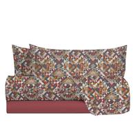 hermet Juego de sábanas para Cama de Matrimonio, 100% algodón, diseño Estampado, Juego de Cama de 2 plazas, sábana encimera + sábana Bajera + 2 Fundas de Almohada, VAR. Danubio ladrillo