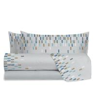 hermet Juego de sábanas para Cama de Matrimonio, 100% algodón, Estampado Estampado, Juego de Cama de 2 plazas, sábana encimera + sábana Bajera + 2 Fundas de Almohada, Fedora Azul