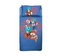 hermet Juego de sábanas para Cama Individual Dragon Ball 100% algodón, Juego de sábanas de 1 Plaza, sábana encimera + sábana Bajera + Funda de Almohada, Ropa de Cama, Producto Oficial