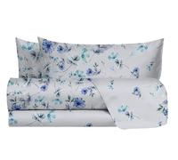 hermet Laura Biagiotti - Juego de sábanas de Matrimonio de algodón, diseño Estampado, 100% algodón, sábana encimera + sábana Bajera + 2 Fundas de Almohada, Xanthe Avio