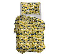 hermet Minions - Funda nórdica Individual, Funda nórdica Individual de algodón, Juego de Funda nórdica con Funda de Almohada, 100% algodón, Producto Oficial