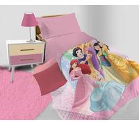 hermet Princesas Disney, Colcha Acolchada para Cama Individual primaveral Disney, Colcha de Primavera para Cama Individual, Colcha de Entretiempo Acolchada, 100% Microfibra, Producto Oficial Disney
