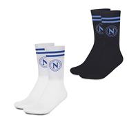 hermet SSC Napoli - Juego de 2 pares de calcetines, paquete de 2, calcetines con logotipo, talla 35/38, blanco y negro, producto oficial, blanco/negro, 31-34