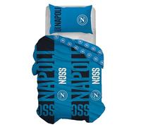hermet SSC Napoli - Juego de Funda nórdica Individual de algodón, Juego de Funda nórdica, Funda + Funda de Almohada, 100% algodón, Producto Oficial, (no Contiene sábana Bajera Ajustable)