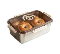 hermética de acero inoxidable con tapa y | Panera de cocina para pan, sándwich, tostadas, bagel, rollo de masa, mantequilla de plátano, nevera, despensa