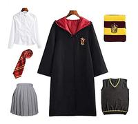 Hermione Granger Gryffindor Uniforme Cosplay Disfraz Capa Película Artículo Juego de Varita Mágica Corbata Carnaval Halloween Negro