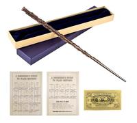 Hermione - Varita mágica Hermione Granger con núcleo de acero, 39 cm, varita mágica de resina en caja de regalo con tarjeta de hechizo y ticket de estación, juguete para cosplay