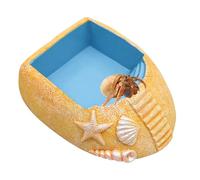 Hermit Crab Pool, Crab Water Bowl, Reptile Water Dish, Beach Style Bowl with Resin Built Design and Ramp for Hermit Crabs to Bask, Bathe, and hydrates in Their Tank (1 Piece)