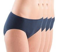 HERMKO 1031 Kit de Cuatro Bragas, Hechas de algodón orgánico 100%, cuentan con la certificación Eco-Tex 100, Bragas con Cinta elástica, Farbe:Azul Marino, Größe Damen:44/46 (L)