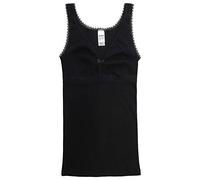 HERMKO 15804740 Camiseta Sujetador para señora con Bonito Encaje y Escote en V, 100% algodón orgánico, Farbe:Negro, Größe Damen:36/38 (S)