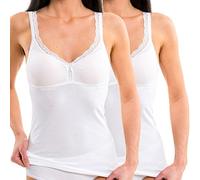 HERMKO 175803850 Kit de 2 Top con Sujetador de Encaje para Mujer, Camiseta con Bustier Integrado, Farbe:Blanco, Größe Damen:48/50 (XL)