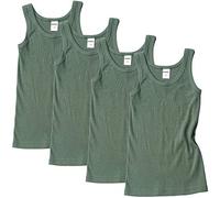HERMKO 2800 Pack de 4 chalecos para niños hechos de 100% bio-algodón, camiseta sin mangas directamente de fábrica, verde oliva, 14 años