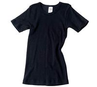 HERMKO 2810 Camisetas Interiores Manga Corta para Chicos y Chicas, 100% algodón, Farbe:Negro, Größe Kinder:7-8 años