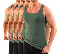 HERMKO 3000 Kit de Cuatro Tank Tops para Hombre, Hechos de algodón orgánico 100%, Camiseta Interior, Camiseta de Hombros para Chaqueta Deportiva, Größe Herren:6 (L), Farbe:Oliva