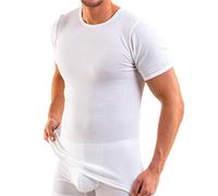 HERMKO 3842 Camiseta de Manga Corta para Hombre, canalé Doble, Camiseta Interior de Manga 1/4, 100% algodón orgánico, Größe Herren:11 (XXXXXL), Farbe:Blanco