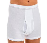 HERMKO 3942 Calzoncillos para Hombre, canalé Doble, Tiro/Cintura Muy Alta con Abertura, 100% algodón orgánico, Farbe:Blanco, Größe Herren:6 (L)