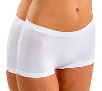 HERMKO 5700 Pack de 2 Bragas Tipo bóxer de algodón/Elastano Transpirable, Farbe:Blanco, Größe Damen:40/42 (M)