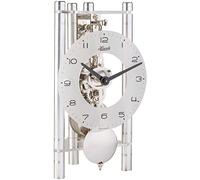 Hermle Reloj de Mesa Esqueleto con columnas de Aluminio anodizado, triángulo 23025-X40721, Esfera árabe de Cristal, Plata, Trabajo niquelado, 19,5 cm x 11 cm x 9 cm