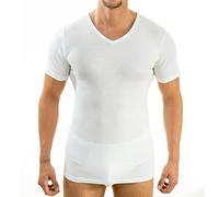 Hermo 4880 - Juego de 4 Business Shirt hombre con mango corto con cuello V Color blanco, de camiseta demi-manche en 100% algodón de Europa Blanco blanco