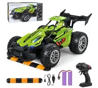 HERMORRYSS Coche Teledirigido, RC Auto Todo Terreno con Batería Recargable, 2WD 15km/h RC Coche, 2.4 GHz Off-Road Coche de Juguete Impermeable para Niños a Partir de 6 7 8 9 10 Años (Verde)