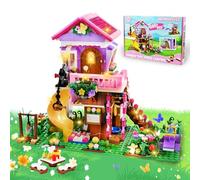 HERMORRYSS Juego de Construcción Casa, Kit de Construcción de Casa del Árbol con LED, 685 Piezas CasaS Bloques Construccion en el árbol con Tobogán, Animales, CasaS de Flores Bonsai para Niños 6+ Años