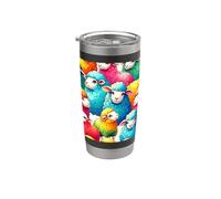 Hermosa acuarela Pop Art ovejas patrón lindo oveja Vaso térmico de acero inoxidable de doble pared