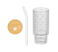 Hermosa Begonias Patrón Taza Reutilizable Vaso De Cristal Con Tapa Y Paja Perfecto Para Café Helado Y Bebidas Frías