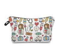 Hermosa bolsa con estampado floral para enfermeras, cambio de tarjetas, auriculares, papelería, bolsa impermeable para cosméticos al aire libre, bolsa de viaje, no.3