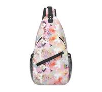 Hermosa bolsa cruzada con estampado de flores rosas en diagonal, bolsa de hombro, para viajes, senderismo, trabajo