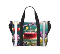 Hermosa bolsa cruzada estampada de feliz cumpleaños, adecuada para viajes de negocios, fitness y viajes.