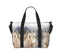 Hermosa bolsa cruzada portátil con estampado de caballo blanco para mujer, adecuada para gimnasio, entrenamientos, viajes y viajes