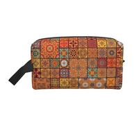 Hermosa bolsa de almacenamiento con estampado de purpurina morada, kit de aseo de afeitado, bolsas de cosméticos de viaje, organizador de embalaje, bolsa portátil, Grupo de geométricos marroquíes
